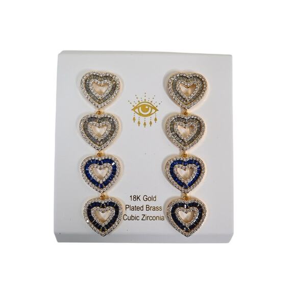 EYE CANDY LOS ANGELES Willow Hearts CZ Drop Earrings NEW - Picture 3 of 5